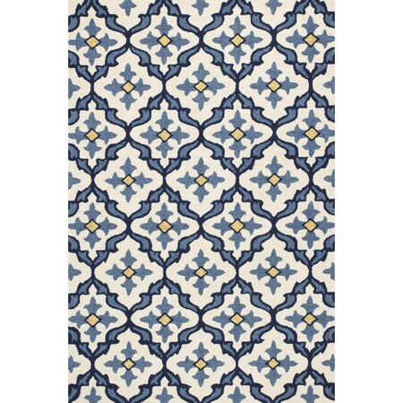 Palacedesigns 7 ft. 6 in. Round UV-Treated Polypropylene Ivory & Blue Area Rug PA3665060